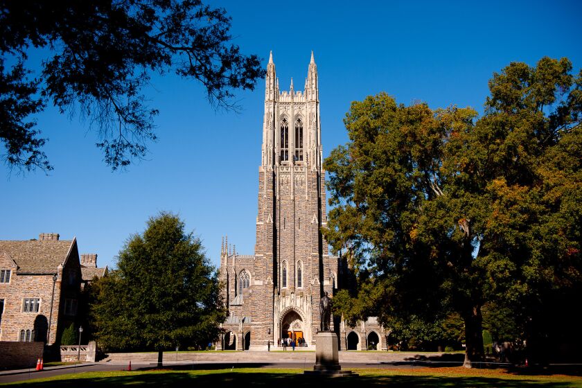The Duke University Chapel on the campus in Durham, N.C.