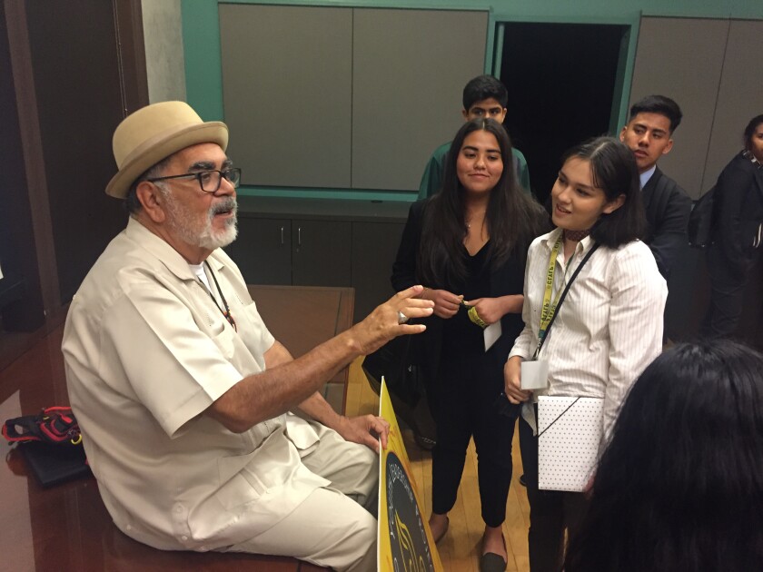 Bobby Lee Verdugo speaks to students