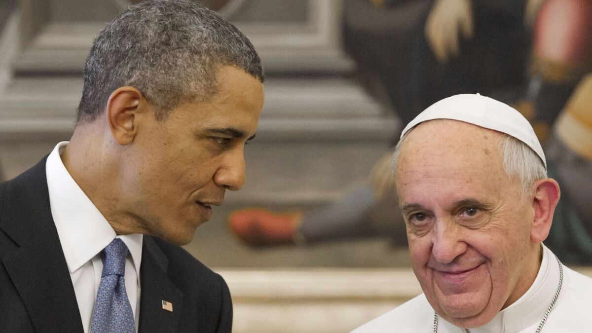 Pope Francis with President Obama at the Vatican in 2014.