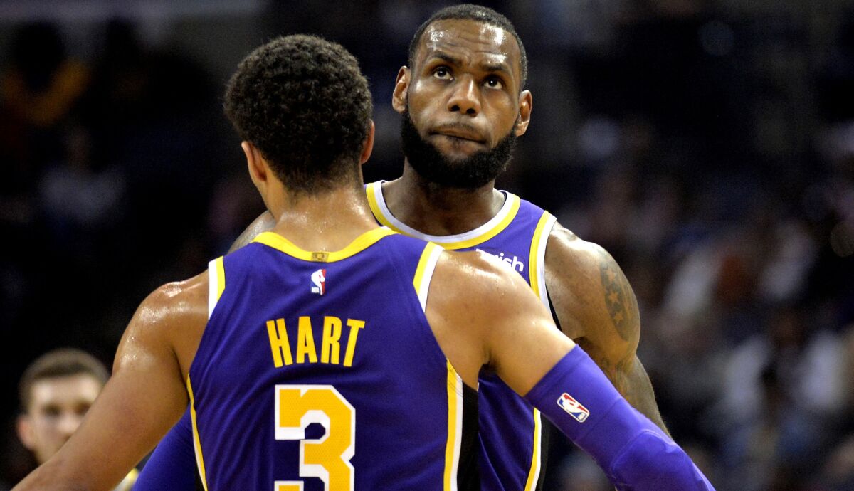 While LeBron James, chest-bumping teammate Josh Hart after he made a three-pointer against Memphis, and the Lakers are balancing the pressures of developing as a contending team, they also do not take themselves too seriously.