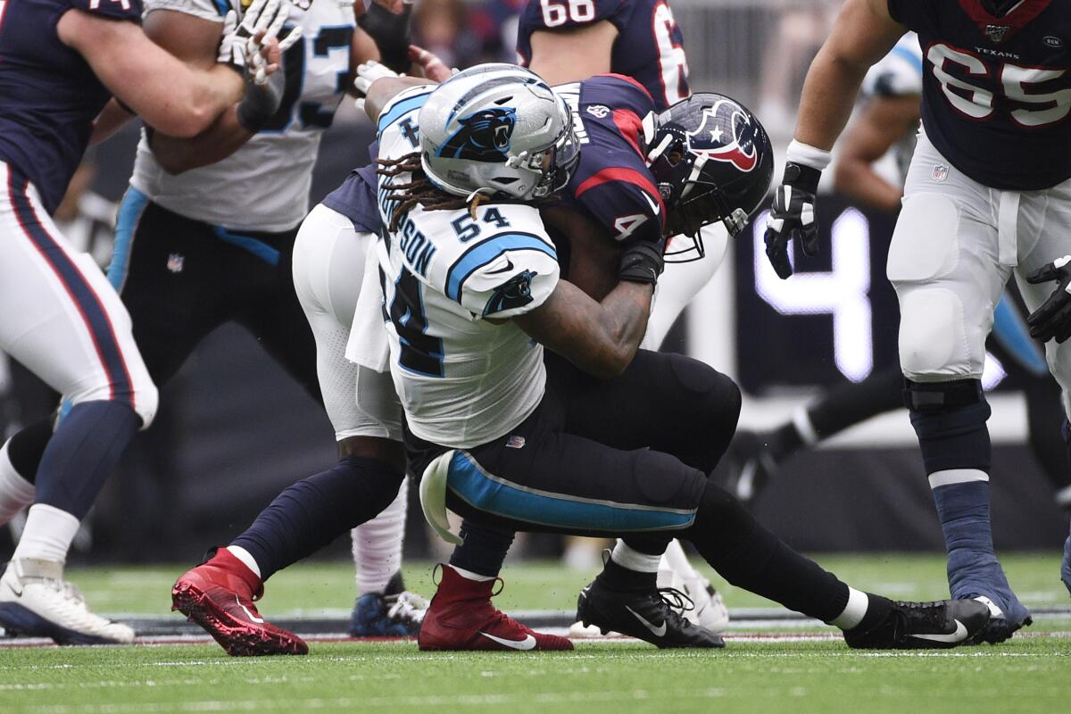 Panthers down Texans 16-10 despite Allen's fumbles - The San Diego