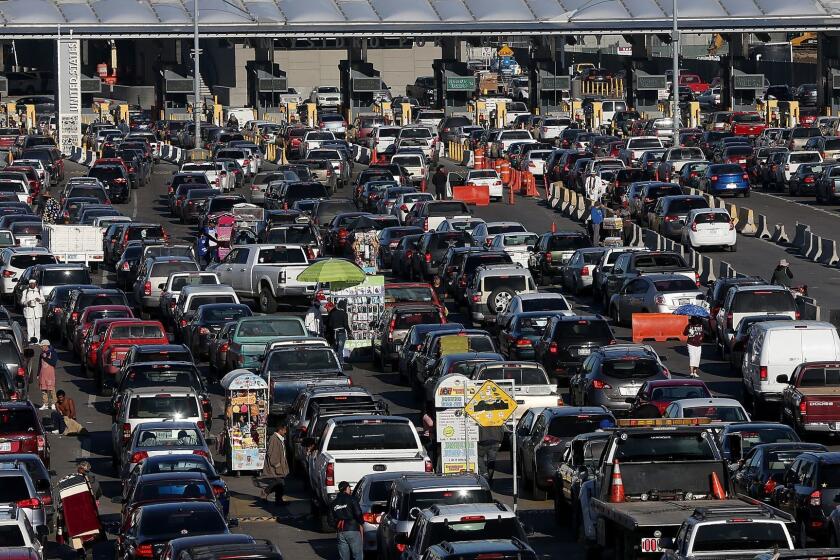 TIJUANA, MEXICO - JANUARY 27: Cars wait in line to enter the United States at the San Ysidro Port of Entry on January 27, 2017 in Tijuana, Mexico. U.S. President Donald Trump announced a proposal to impose a 20 percent tax on all imported goods from Mexico to pay for the border wall between the United States and Mexico. Mexican President Enrique Pena Nieto canceled a planned meeting with President Trump over who would pay for Trump's campaign promise to build a border wall. (Photo by Justin Sullivan/Getty Images) ** OUTS - ELSENT, FPG, CM - OUTS * NM, PH, VA if sourced by CT, LA or MoD **