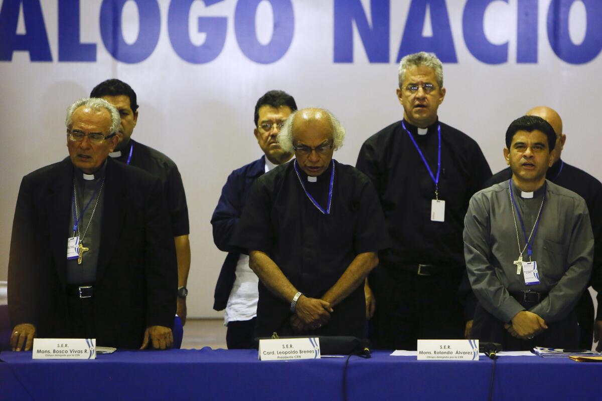 Bishops pray in Managua, Nicaragua.