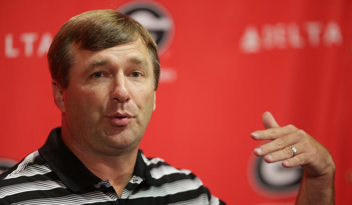 Georgia football head coach Kirby Smart speaks to reporters during a press conference in Athens, Ga., on Aug. 1.