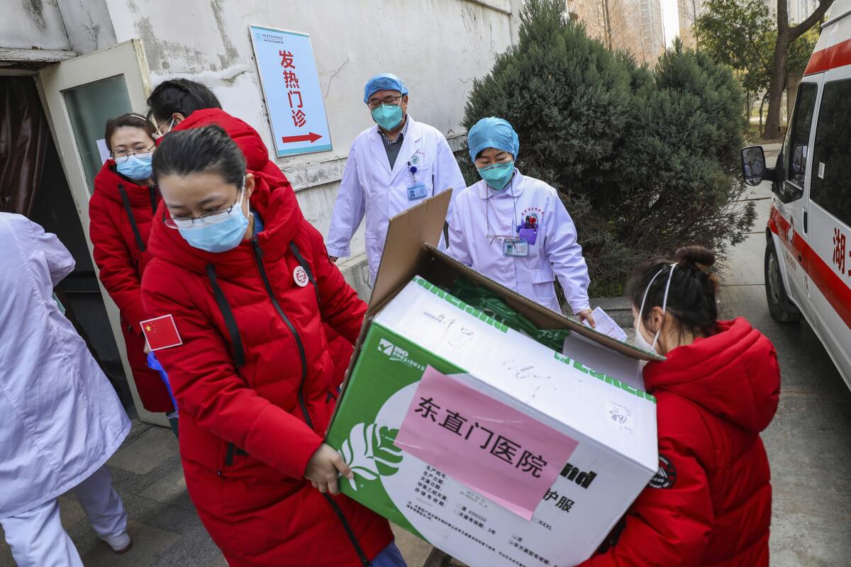 Medical supplies arrive at a Wuhan hospital