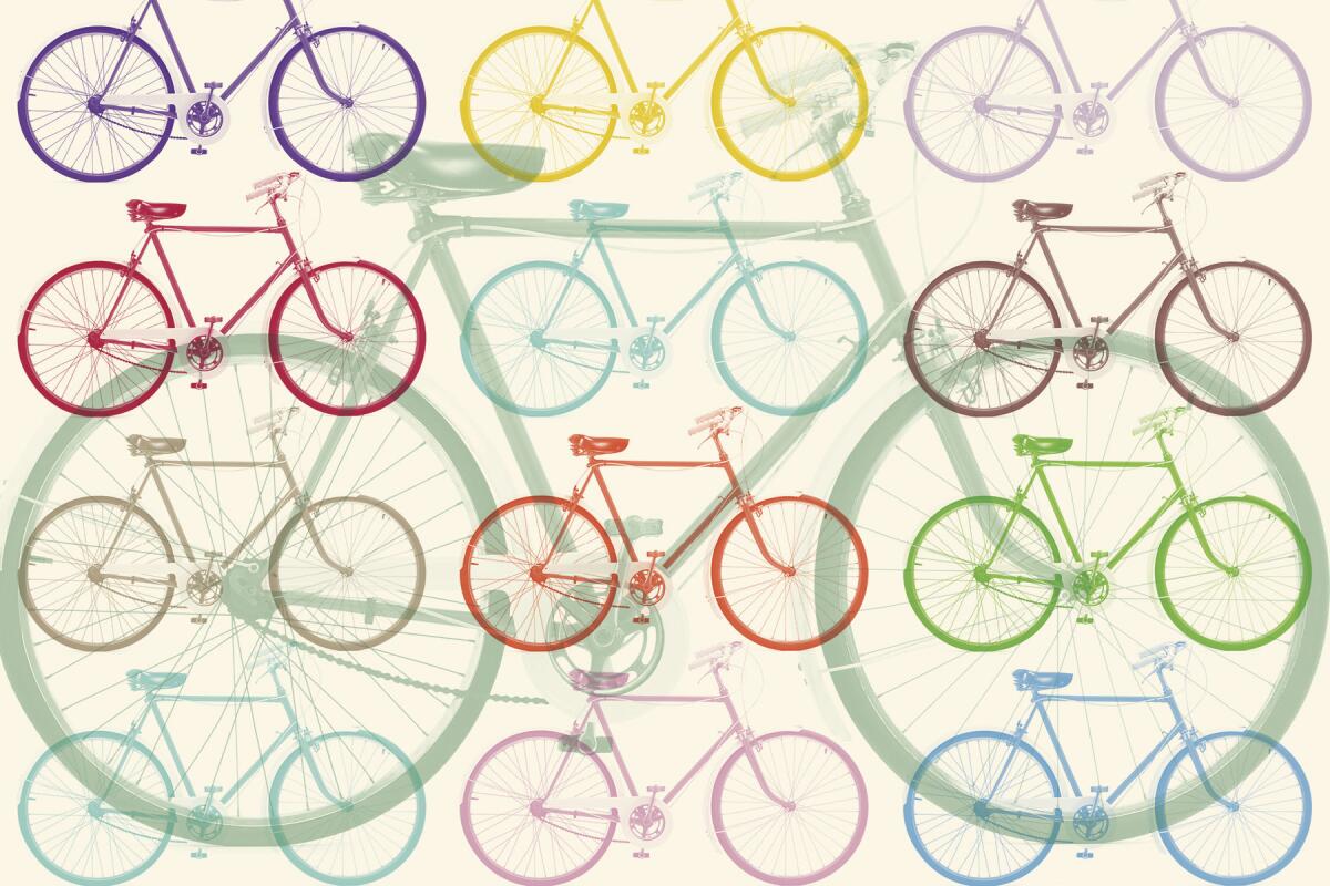 illustration of different colored bicycles