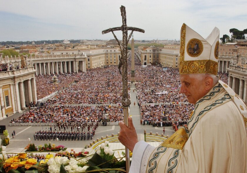 Pope Benedict XVI celebrates Easter at St. Peter's Square in April 2006. The pontiff has suffered health setbacks since being elected to the papacy in 2005, and the weight of the office compelled him to announce this week that he would resign at the end of February.