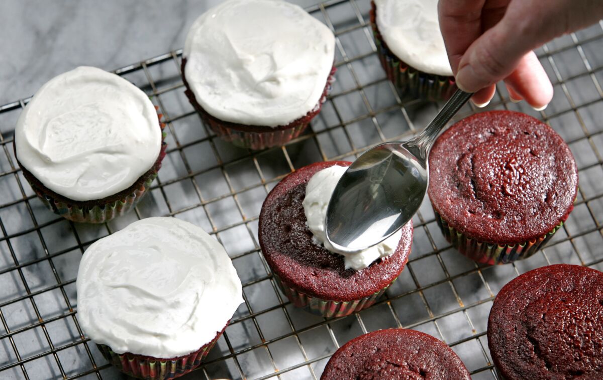 This recipe for chocolate-y, red velvet cupcakes actually clocks in at less than 150 calories, for those watching their figure.