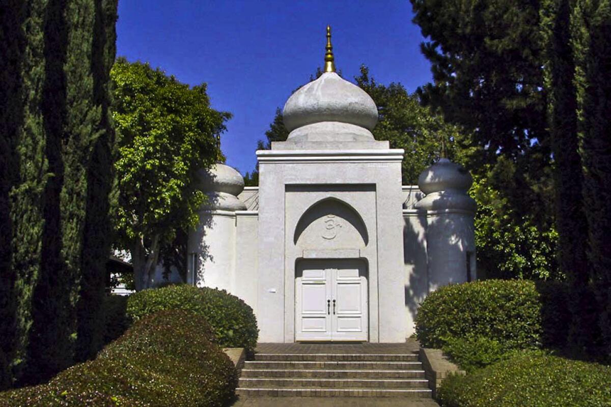 A white temple at the Vedanta Society's Hollywood location
