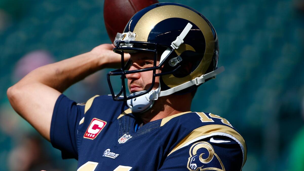 St. Louis Rams quarterback Shaun Hill warms up before a loss to the Philadelphia Eagles on Oct. 5.