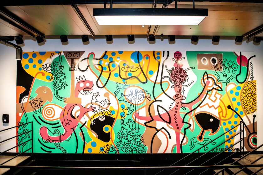 PASADENA, CA - MAY 25: Keith Haring mural located at theArtCenter College of Designon Thursday, May 25, 2023 in Pasadena, CA. (Mariah Tauger / Los Angeles Times)