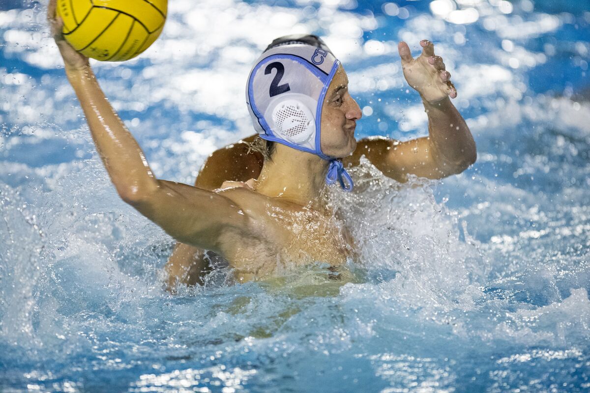 Corona del Mar's Andrew Bertoia takes a shot during the Battle of the Bay rivalry match on Sept. 22.