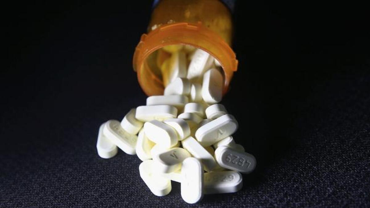 Oxycodone pain pills prescribed for a patient with chronic pain are seen in Norwich, Conn.