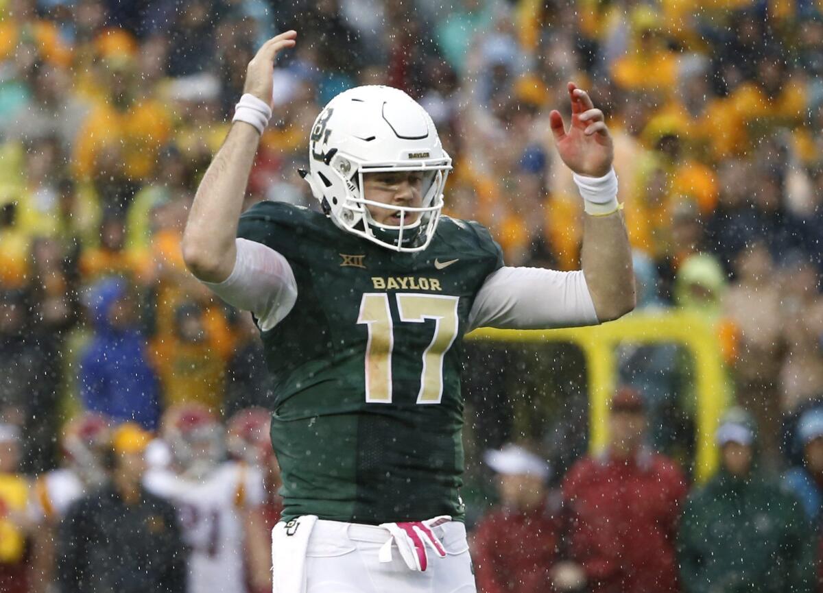 Baylor's Seth Russell celebrates after a touchdown against Iowa State on Saturday.