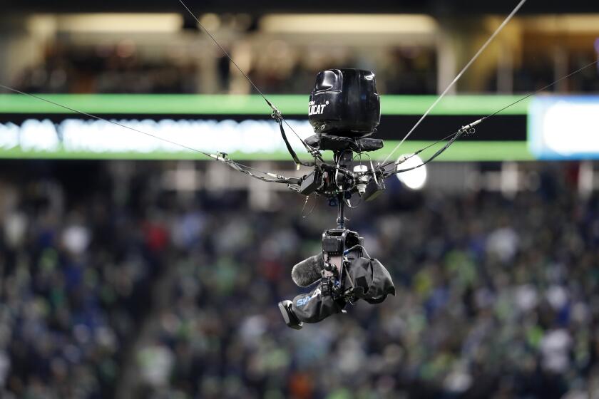 The sky cam got plenty of use during the Rams and Browns broadcast of "Sunday Night Football".