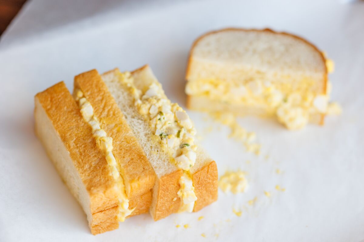 The Japanese egg salad sandwich at Naegi restaurant in South Oceanside.