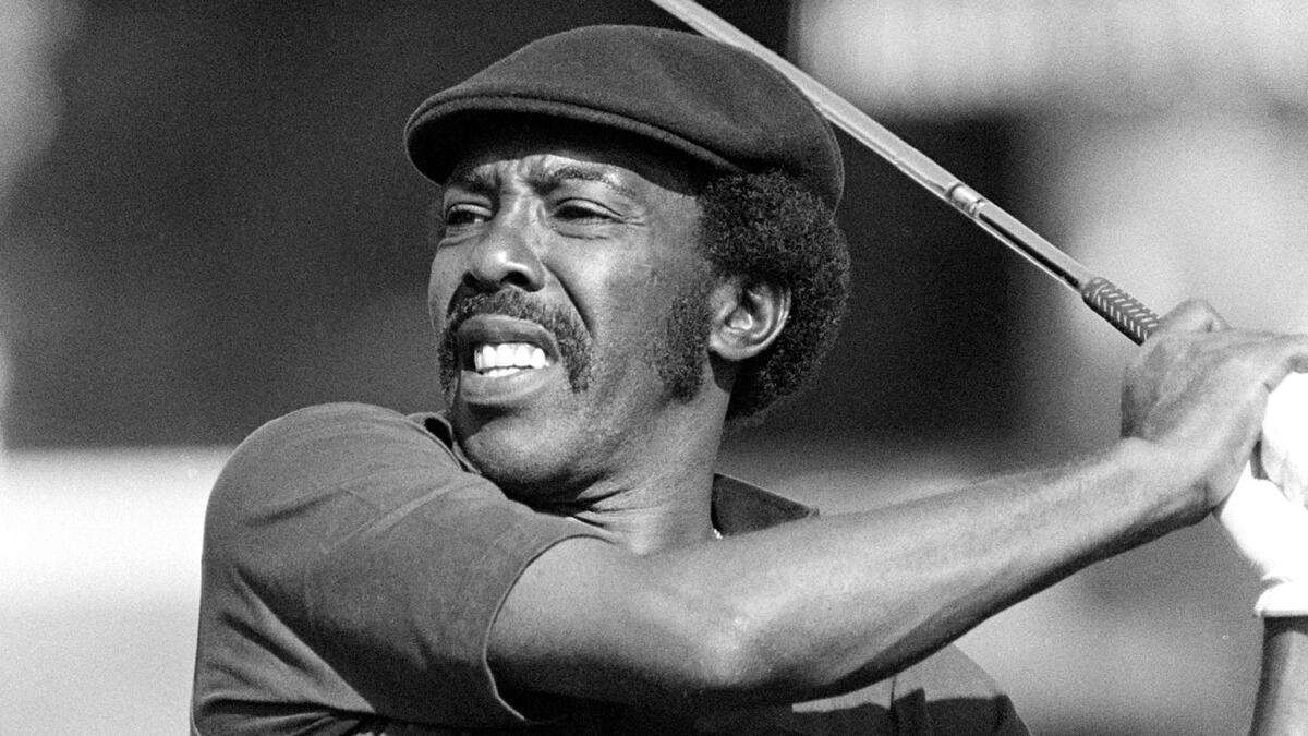 Golfer Calvin Peete competes at the Desert Classic in Palm Springs in January 1983. Peete died Wednesday morning.