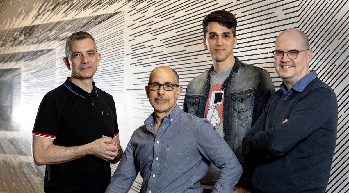 The team behind "Vader Immortal": David S. Goyer, center and sitting, flanked from left by Colum Slevin, Mohen Leo and Ben Snow.