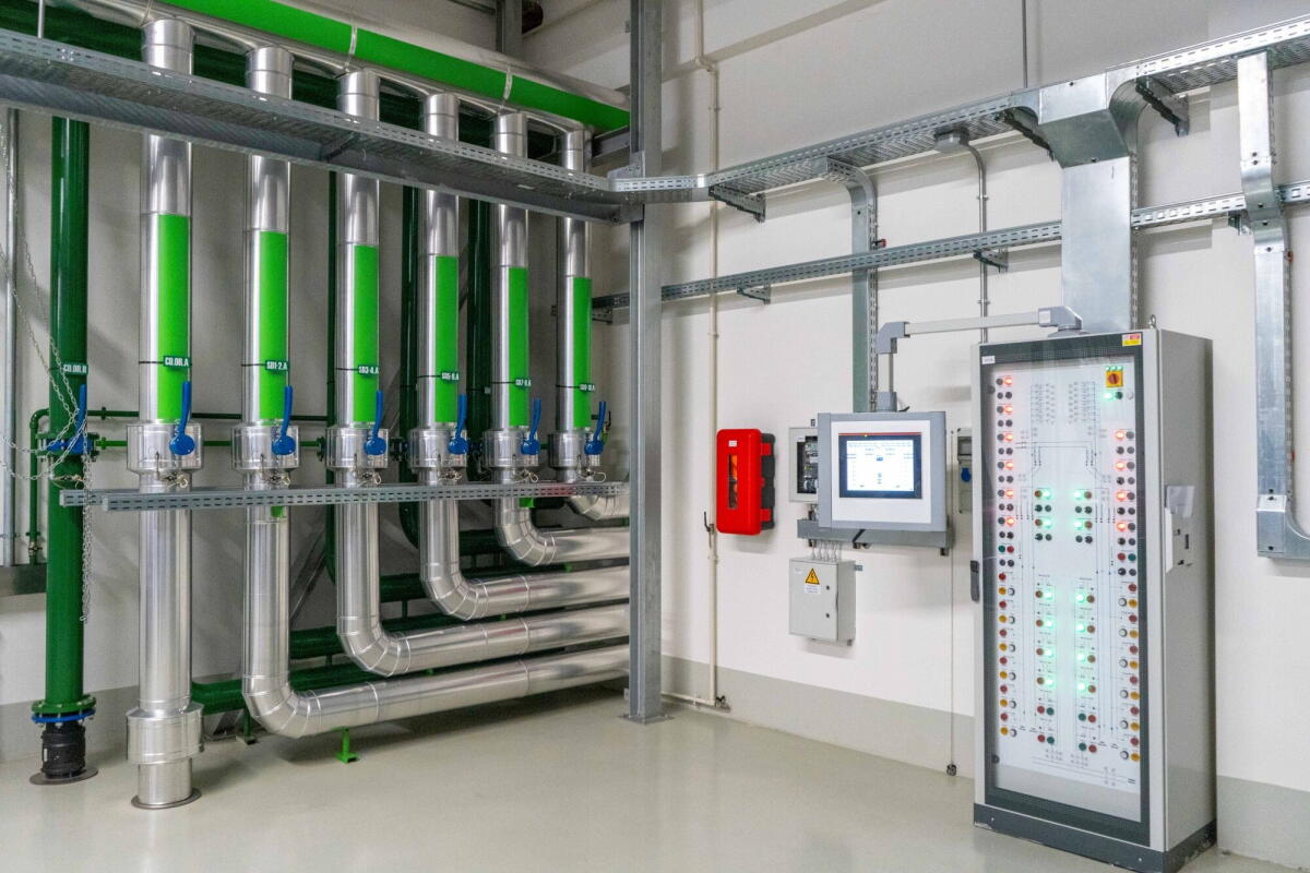 Ducts of a geothermal air conditioning system at Aruba SpA's data center in Ponte San Pietro, Italy.
