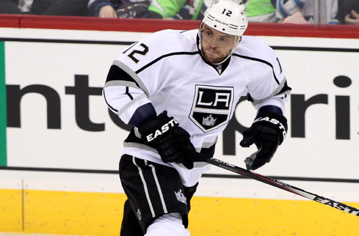 Marian Gaborik makes his debut with the Kings during a game against the Winnipeg Jets on Thursday.