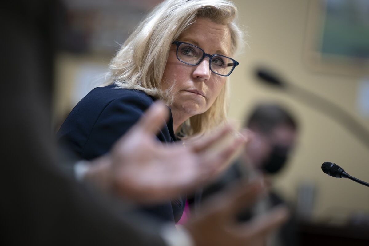 Liz Cheney at a House panel hearing