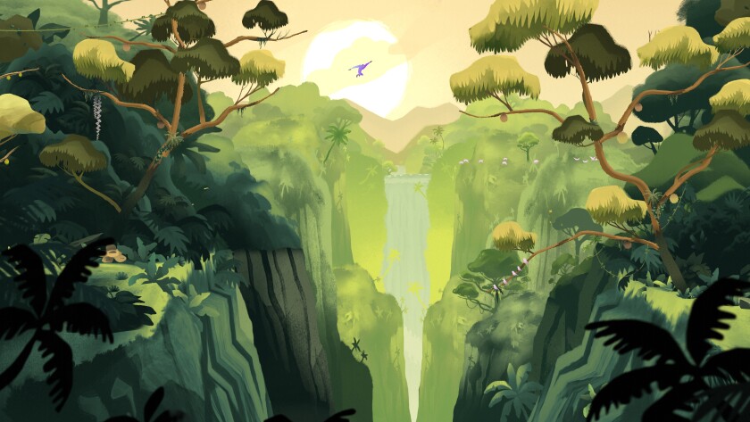 One of the joys of "Gibbon: Beyond the trees" floats in the middle of a jungle.