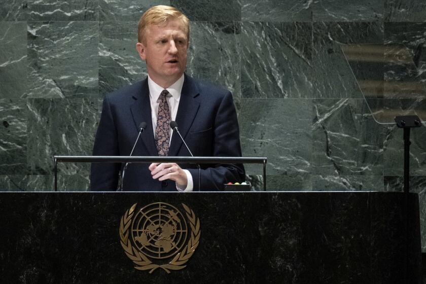 Deputy Prime Minister of United Kingdom Oliver Dowden addresses the 78th session of the United Nations General Assembly, Friday, Sept. 22, 2023, at United Nations headquarters. (AP Photo/Craig Ruttle)