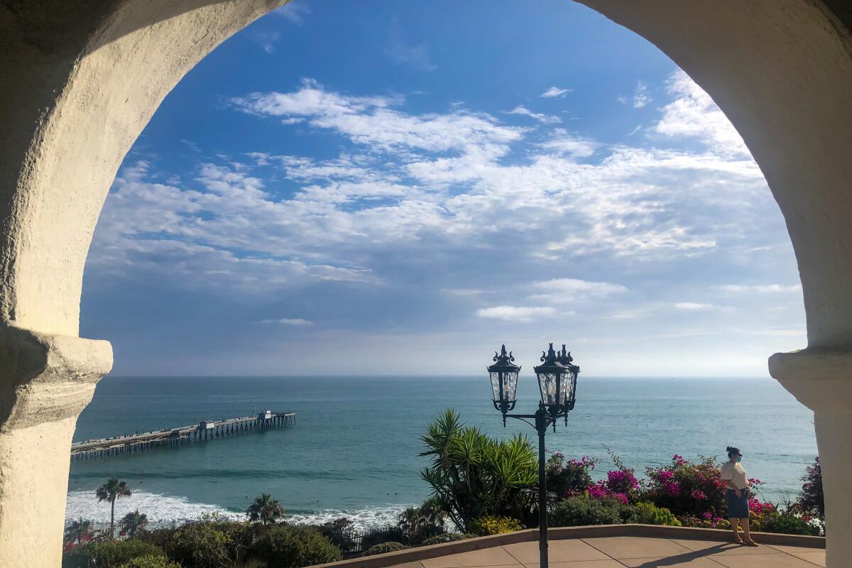A view of the ocean and San Clemente Pier from Casa Romantica.