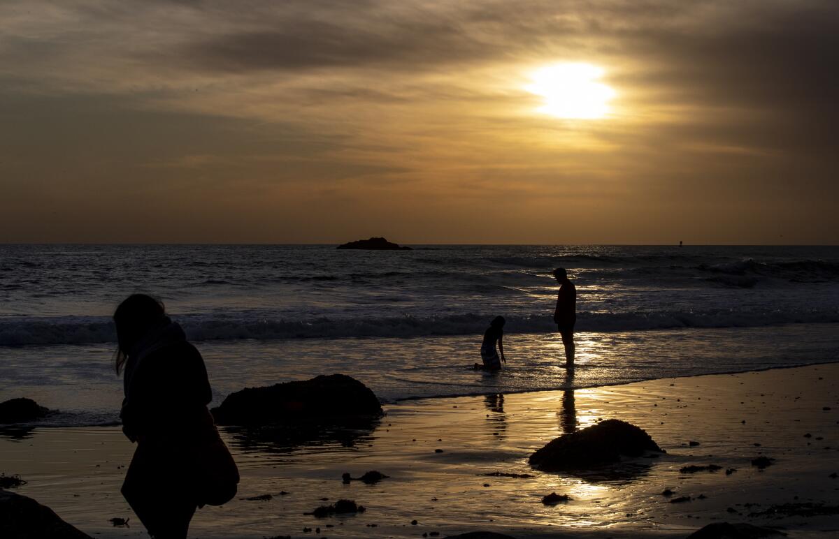 A tide pool in Dana Point at sunset