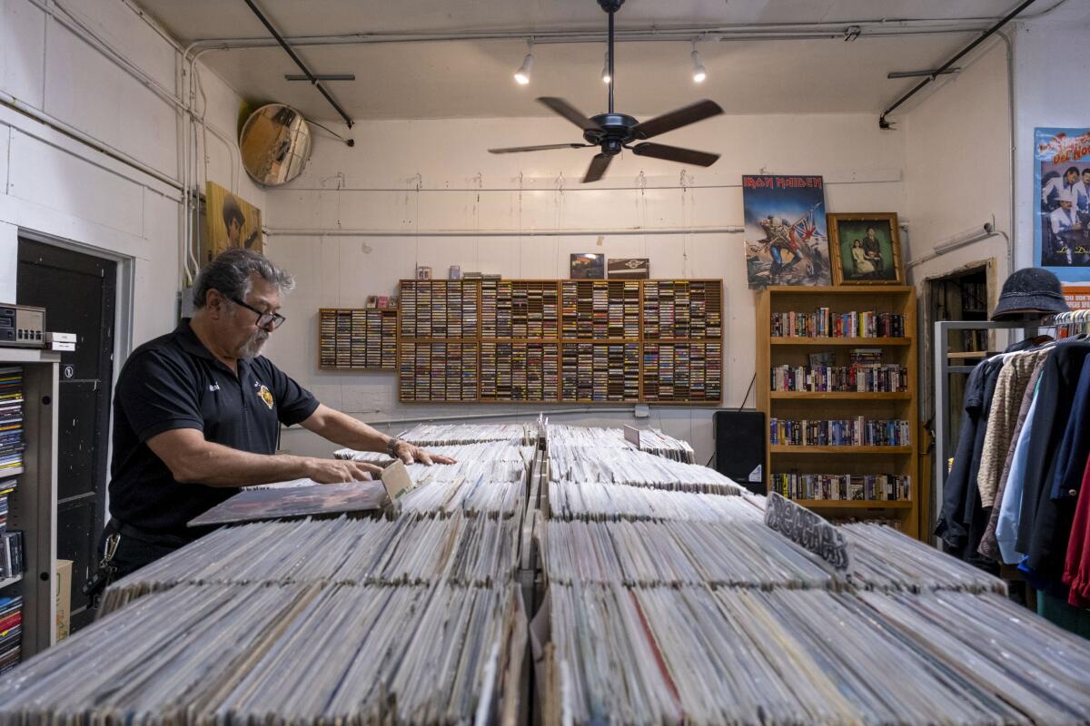The interior of Sonido Del Valle record store.