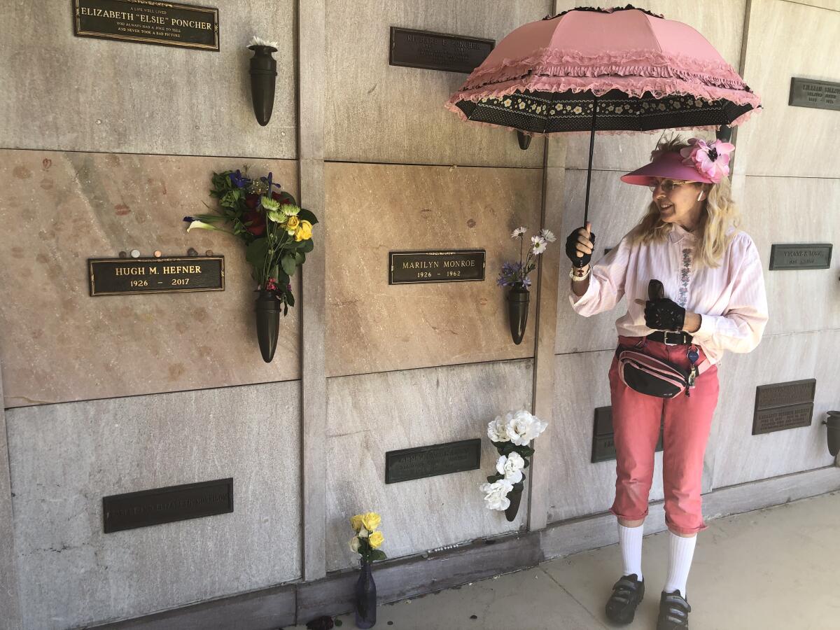 Marsha Ebert regularly visits her parents' gravesites at Westwood Village Memorial Park