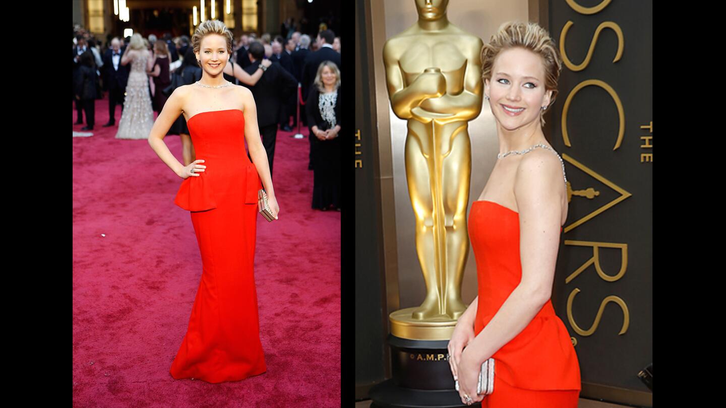 Jennifer Lawrence, a supporting actress nominee for her role in "American Hustle," in Dior Haute Couture at the Oscars.