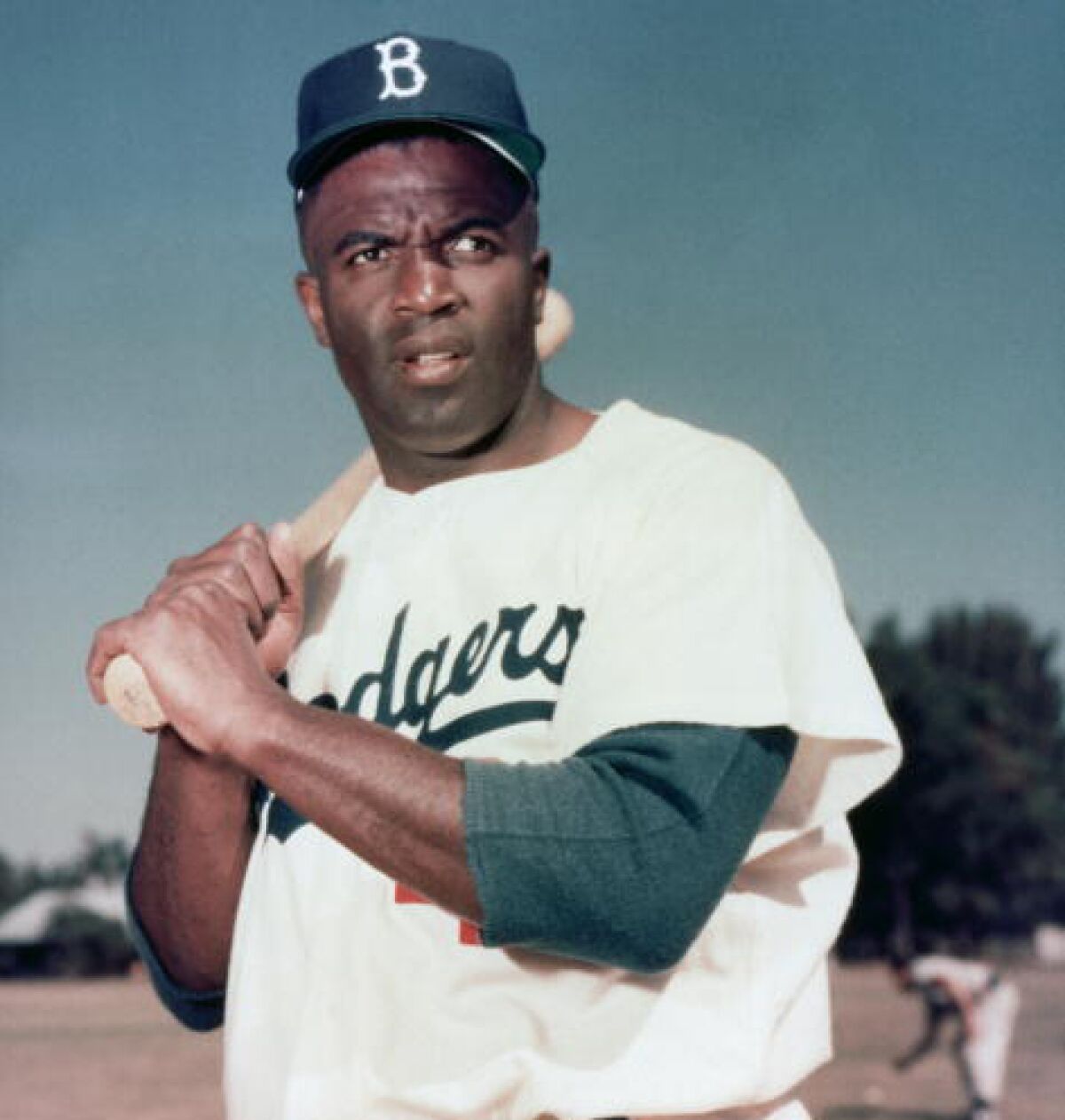 UNDATED: Jackie Robinson #42 of the Brooklyn Dodgers poses for a portrait circa 1947 - 1956.