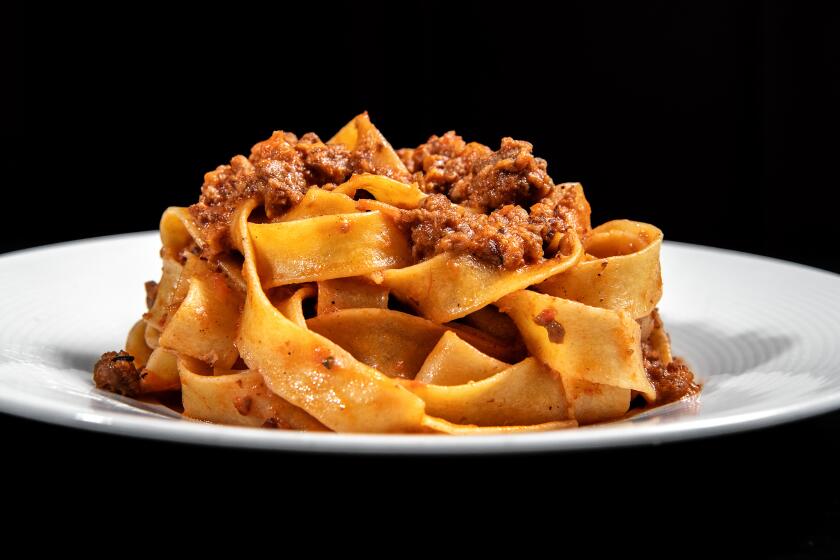 LOS ANGELES, CA - JANUARY 05: Tagliatelle bolognese from Crossroads Kitchen on Wednesday, Jan. 5, 2022 in Los Angeles, CA. (Mariah Tauger / Los Angeles Times)