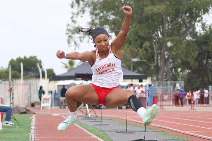 Second place finisher Amaya Bryant was one of four Cathedral long jumpers who scored points.