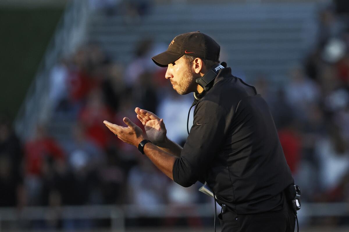 Iowa State coach Matt Campbell claps during a game against Texas Tech on Saturday.