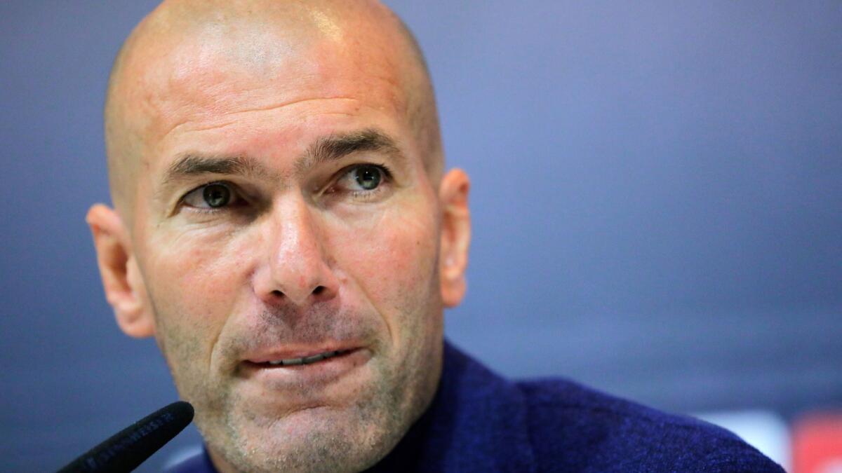 Zinedine Zidane announces his resignation as Real Madrid coach during a news conference at Valdebebas Sport City on May 31.