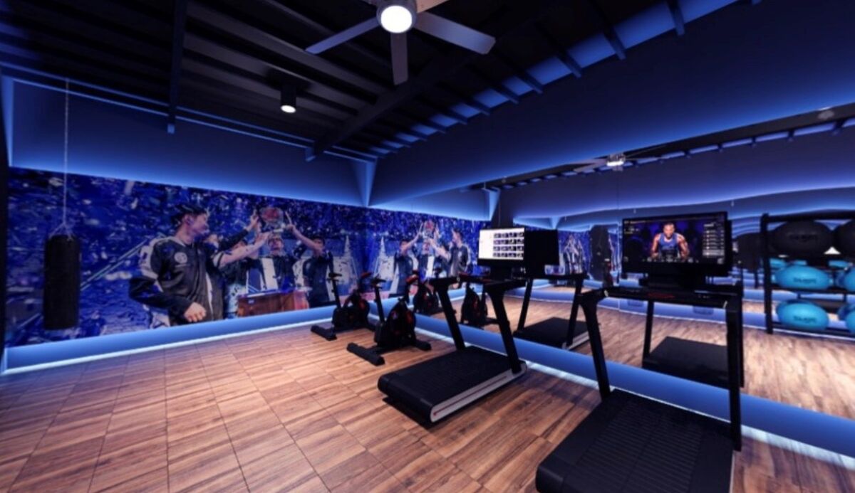 The facility, shown in a rendering, will be the first esports training center to include a fitness studio and wellness center.