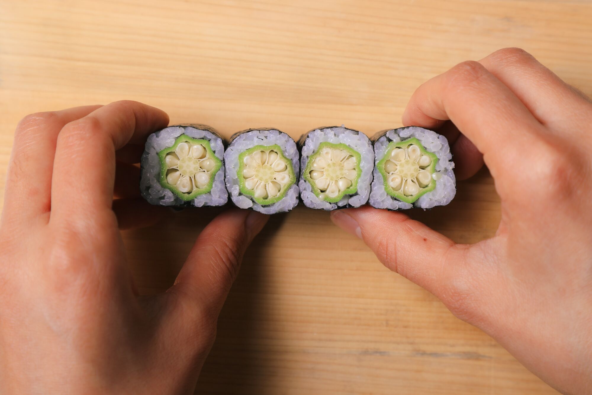 Okra is the perfect texture for sushi, Yoko Hasebe says.