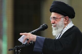 In this picture released by the office of the Iranian supreme leader, Supreme Leader Ayatollah Ali Khamenei speaks during a meeting in Tehran, Iran, Monday, Jan. 9, 2023. Khamenei called for a "stern" reaction Monday to the ongoing demonstrations that began in September after the death of a young woman in police custody. (Office of the Iranian Supreme Leader via AP)