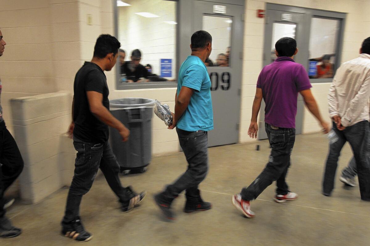 People detained at the border are housed in the McAllen Border Patrol Station in McAllen, Texas.