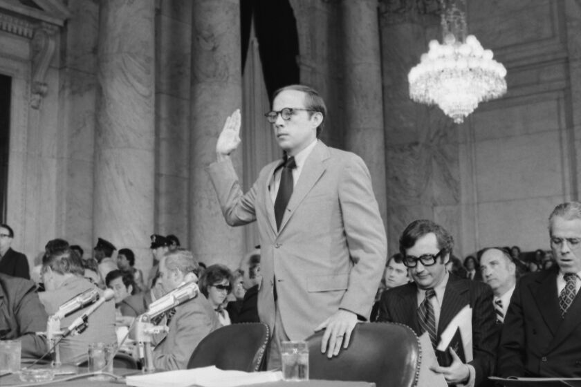John W. Dean on the second day of testimony in front of the Senate Watergate Committee in 1973.