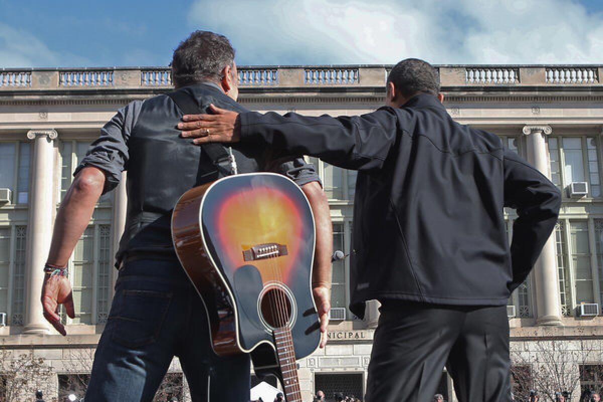 Bruce Springsteen and President Obama at a campaign rally in Madison, Wis.