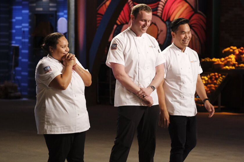 Three contestants on "Top Chef."