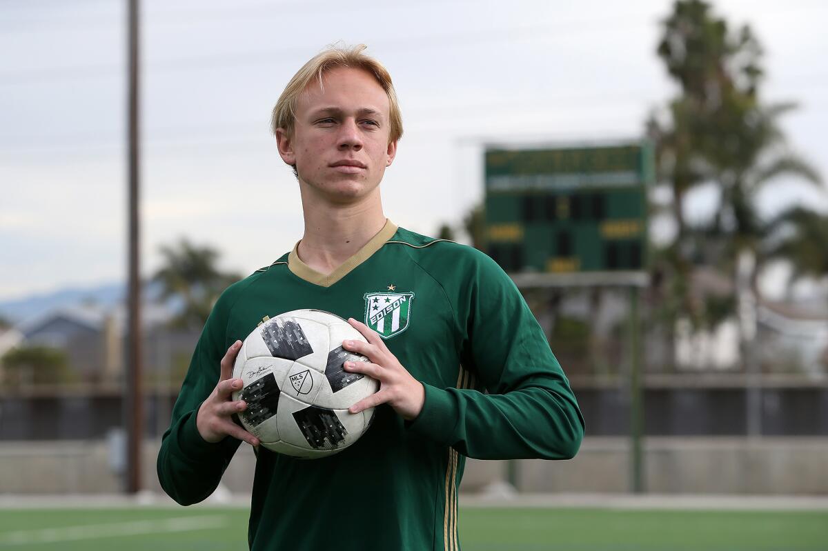 Marcus Henze scored one of the Chargers' four goals in a penalty-kick shootout in the championship match of the Hawks Invitational on Dec. 28 at Laguna Hills High.