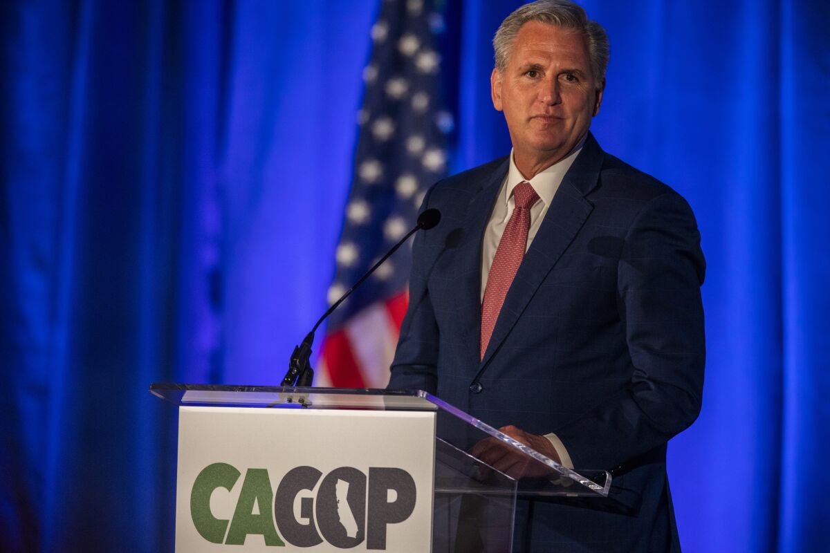 Rep. Kevin McCarthy speaks at the California Republican Party convention.