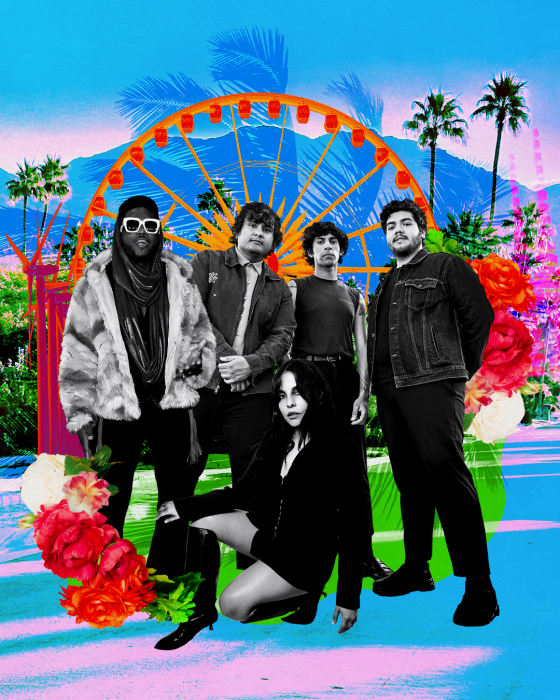 Collage of Cimafunk, The Red Pears and Girl Ultra at Coachella