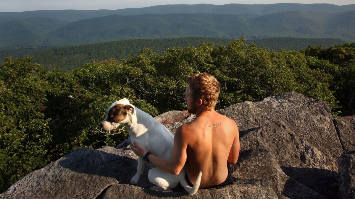 The view from the Appalachian Trail in the Mountain Lake Wilderness in Virginia will be changed forever if the Mountain Valley pipeline project is approved. Danny Moody, 22, of Maine, is hiking the entire Appalachian train with his dog Daisy.