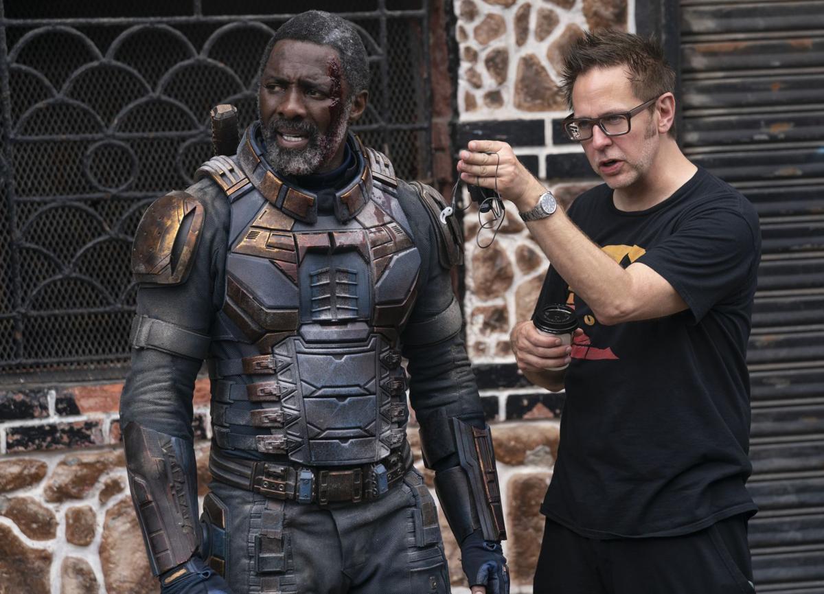 Idris Elba and James Gunn on the set of the DC film "The Suicide Squad."