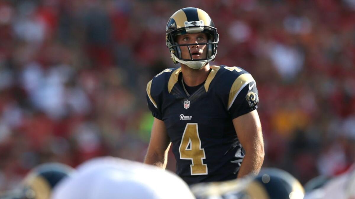 Rams kicker Greg Zuerlein lines up for a field goal attempt against Tampa Bay on Sept. 25.